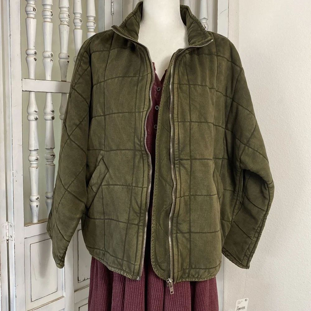 NWT - Free People Dolman Quilted Knit Jacket - Size: M, Color: Dusted Military - Picture 7 of 16
